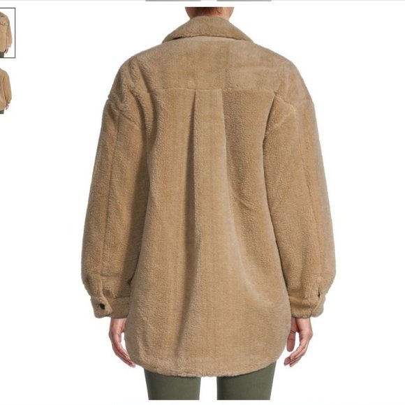 NWT Beige Faux Fur Teddy Puffer Shacket. - Picture 2 of 12